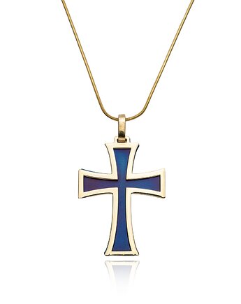 Naszyjnik z krzyżykiem srebro 925 pozłacane i tytan, Ade Art