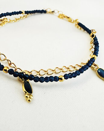 Bransoletka z szafirów , granatowe kamienie szafiry, Anemon Atelier