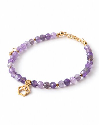 PAWS bransoletka z kamieni - ametyst - łapka, Greenmoon Handmade