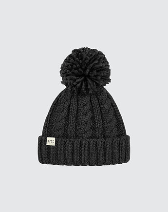 Czapka beanie w warkoczowy splot czarna, HARP TEAM