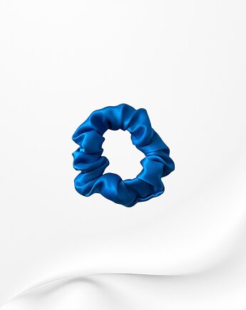 Jedwabna scrunchie gumka frotka mini niebieska, Zdunetti