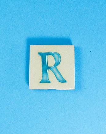 Ceramiczny magnes, niebieska literka R, M.J
