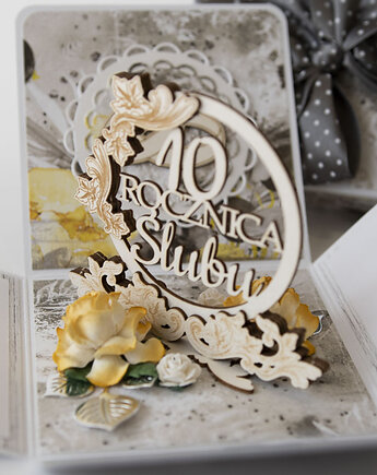 10 rocznica ślubu, aluminiowe gody, exploding box, kartka 3d, Papiernik