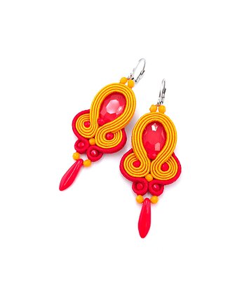 Kolczyki sutasz pomarańczowo czerwone wiosenne kolorowe lekkie Elisa, Katrina Rossa