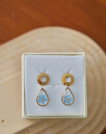 Kolczyki wiszące z niezapominajkami, ANKO rekodzielo