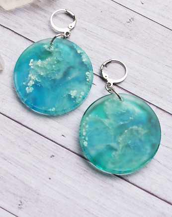 UNIKATOWE kolczyki z żywicy INKY ocean I, kaktusia