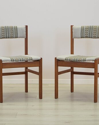 Komplet dwóch krzeseł tekowych, duński design, lata 70, produkcja: Dania, Przetwory design