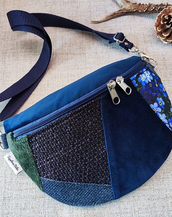 Nerka półksiężyc niezapominajki patchwork, Zapętlona Nitka