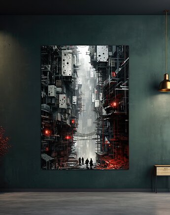 Futurystyczna Japonia, Cyberpunk - Plakat - Loft, Minimalizm, Black Sapphire Art