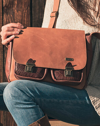 Teczka klasyczna odcienie brązu TORBA skórzana A4, czajkaczajka