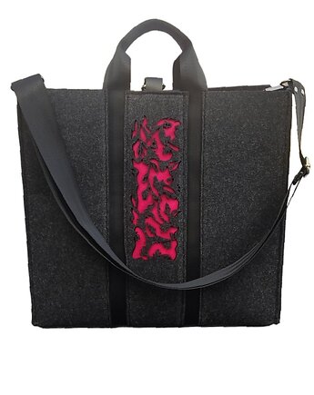 Torba Filcowa XXL z Organizerem - GRAFITOWA - 2 w 1 - ażur fuksja, Beltrani