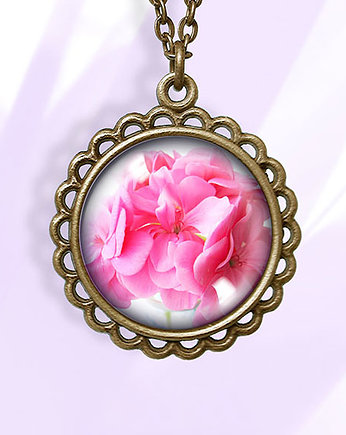 Medalion - Różowa pelargonia - brąz, yenoo