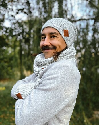 Męska czapka MERINO Explorer Wybielony szary, Brain Inside