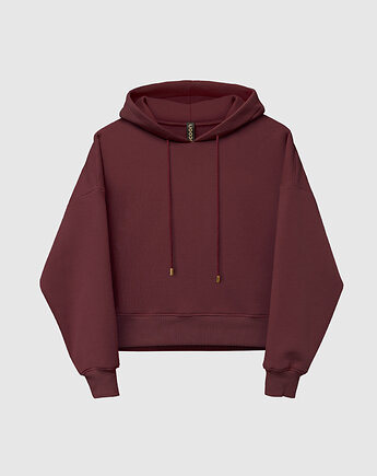 Bluza bordo basic kapturem krótka, COCOON