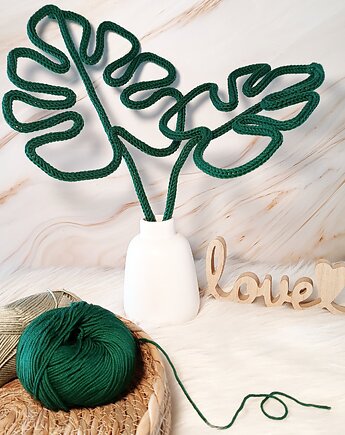 Liście monstery, monstera z włóczki, Włóczkopis