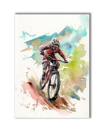 Rower górski. Akwarela ręcznie malowana, Galeria Alma