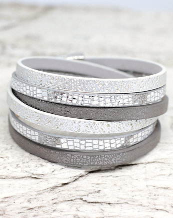 Bransoletka rzemienie Fun szaro-biała, Kociokwik Jewelry