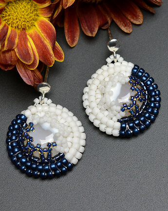 Arashi, kolczyki z agatem dendrytowym, haft koralikowy, Sol