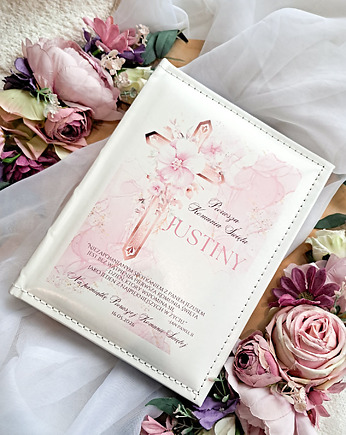 Pamiątka komunijna album Krzyż z dedykacją, prezent komunijny dla dziewczynki, LOO LOO DREAM