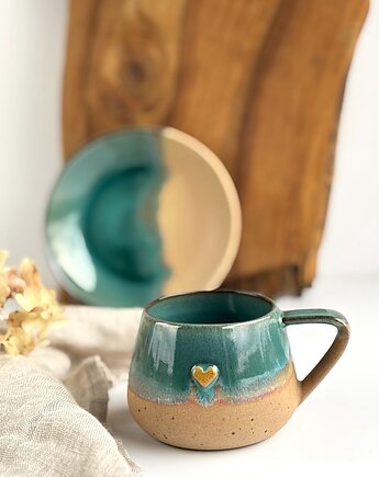 Filiżanka ze spodkiem 250 ml - Rajska Plaża z sercem, Ceramika Tyka