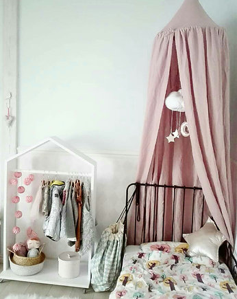 Lniany baldachim brudny róż, baldachim boho, Nukko Design