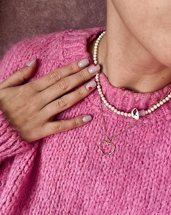 Naszyjnik Choker z kremowego jaspisu z różowym grzybkiem, BeeŻuuu Maja Pluta
