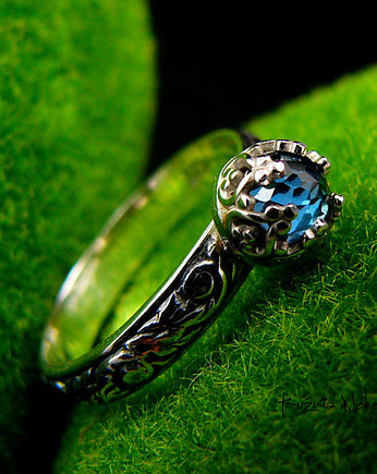 Pierścień Elf  Eris - Topaz London Blue Srebro, Kuźnia Nehesi