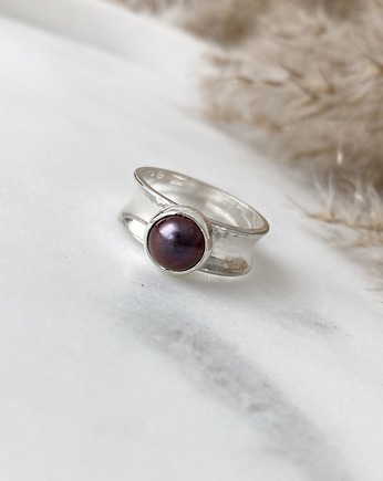 Srebrny pierścionek - Perłowy fiolet na opak, Marisella
