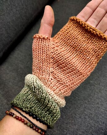 Ombre z łososiem / mitenki, agat handmade