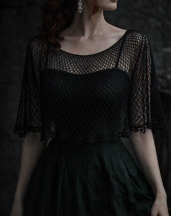 Narzutka koronkowa czarna szydełkowa, Księżycowa ćma