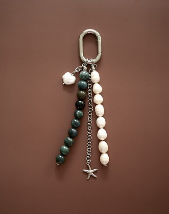 Brelok Blair #2 zielone agaty, perły naturalne, LEO jwlr