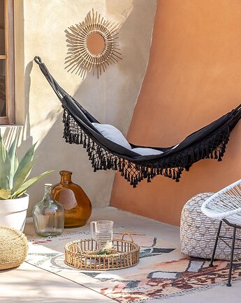 Hamak ogrodowy czarny boho z frędzlami Tuis, MIA home