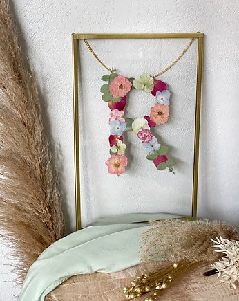 Literka z kwiatów złota ramka, Blossom Frame