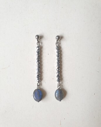 Kolczyki ROOTS labradoryt, hematyt, modesign