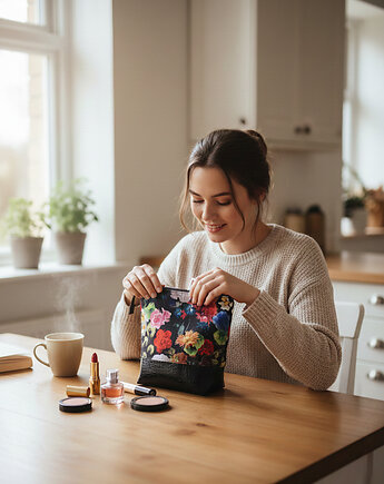 Kosmetyczka damska z ekoskóry i tkaniny wodoodpornej KW029, Pracownia25