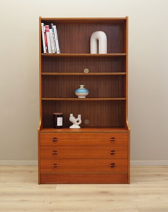 Biblioteczka tekowa, duński design, lata 60, produkcja: Dania, Przetwory design