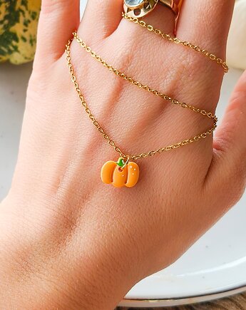 Naszyjnik z dynią, wisiorek na jesień, amulet na halloween, zawieszka dynia, Dary Rusałki