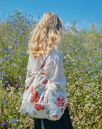 Płócienna torba shopper w róże L, roskosh