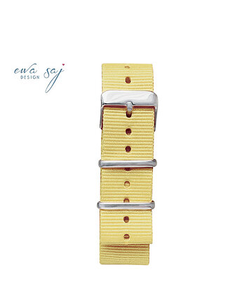 Pasek do zegarka, nato strap pastel żółty, Makaliboo