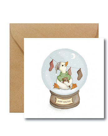KULA ŚNIEŻNA kartka świąteczna, HI LITTLE
