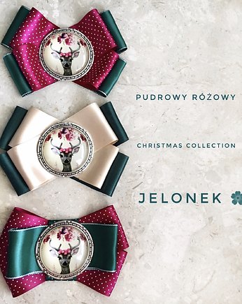 Brosza z ogromnym kaboszonem Renifer, Pudrowy Różowy