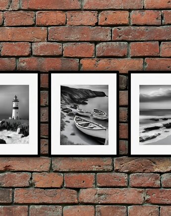 Czarno białe fotografie nadmorski krajobraz plakaty, black dot studio