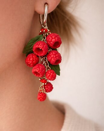 Kolczyki malina wiszące polimerowa glina ręcznie robione, MariaPolymer