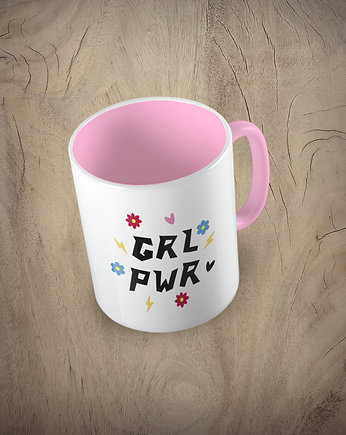 Kolorowy kubek z hasłem GIRL POWER mix kolorów, Fotobloki and decor