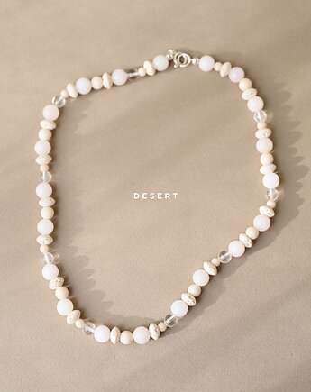 DESERT Naszyjnik RHEI z kamieni naturalnych lawa Chocker Biały