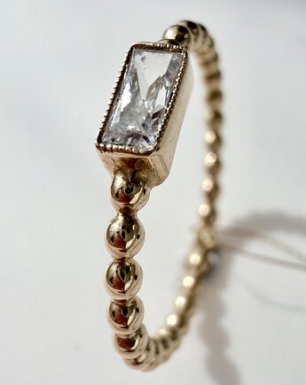 Pierścionek z żółtego złota z cyrkonią 585, ATdiament