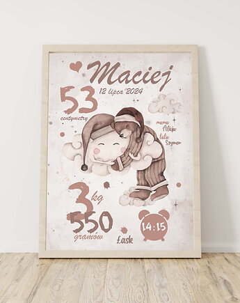 Miś z chmurką - Metryczka Plakat retro, Mała Pracownia DK