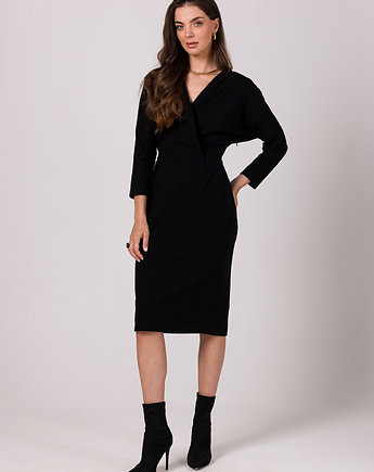 Sukienka z kopertowym dekoltem-czarna(B-271), Be