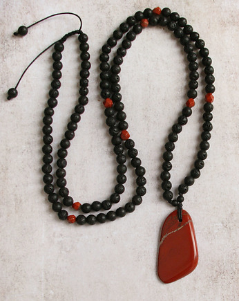 UNIKAT: jaspis królewski, lawa - naszyjnik MĘSKI, kaktusia