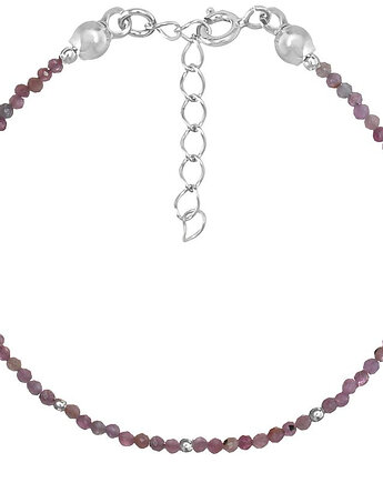 Bransoletka srebrna z kamieni naturalnych rubiny 2 mm, Bring Biżuteria